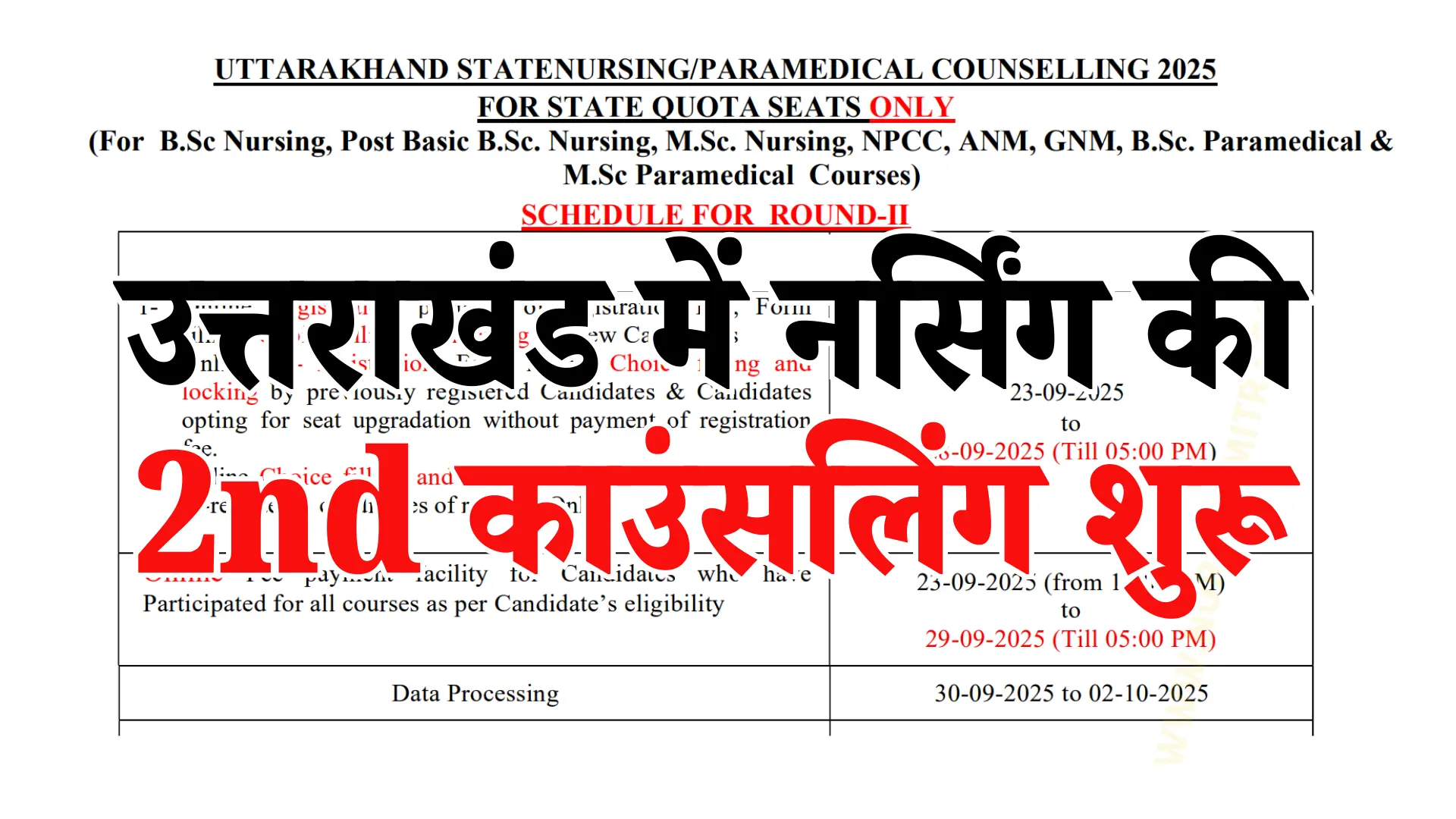 Uttarakhand Nursing 2nd Counselling