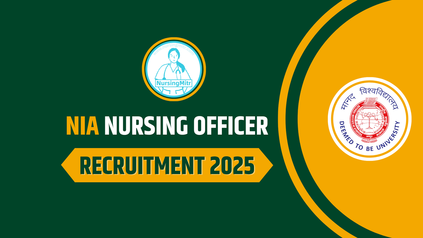 NIA Nursing Officer Recruitment 2025: Apply Online @ nia.nic.in for 12 Posts