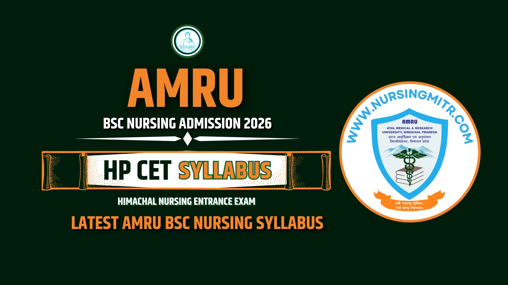 AMRU BSc Nursing Syllabus 2026 Released – Download HP Nursing Exam Details | AMRU Nursing Entrance Exam