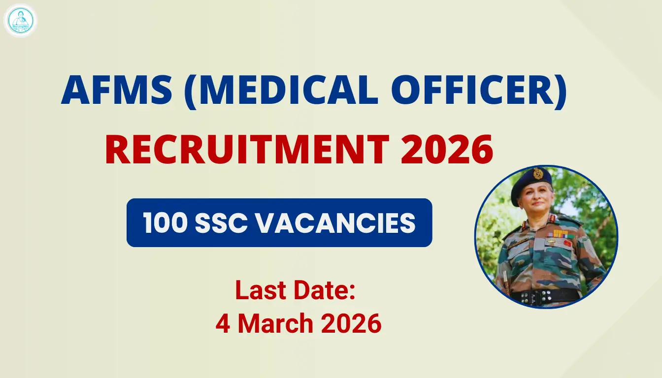 AFMS Medical Officer Recruitment 2026 official notification PDF download – 100 Short Service Commission posts, apply online at join.afms.gov.in