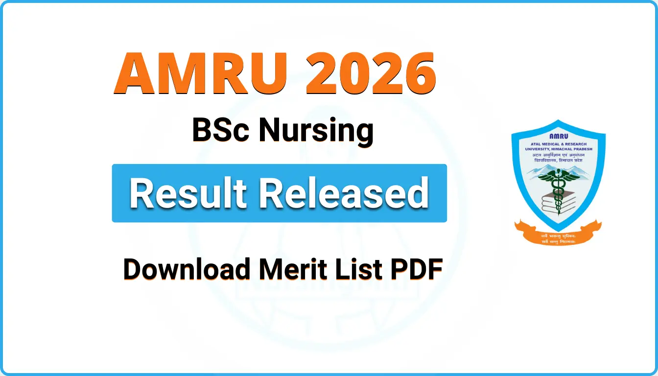 AMRU BSc Nursing Result 2026 merit list PDF download at amruhp.ac.in