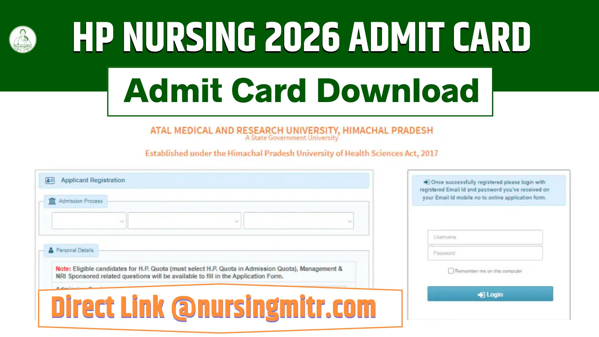 AMRU HP Nursing 2026 Admit Card: Download Date, Link, Exam Schedule & Latest Updates