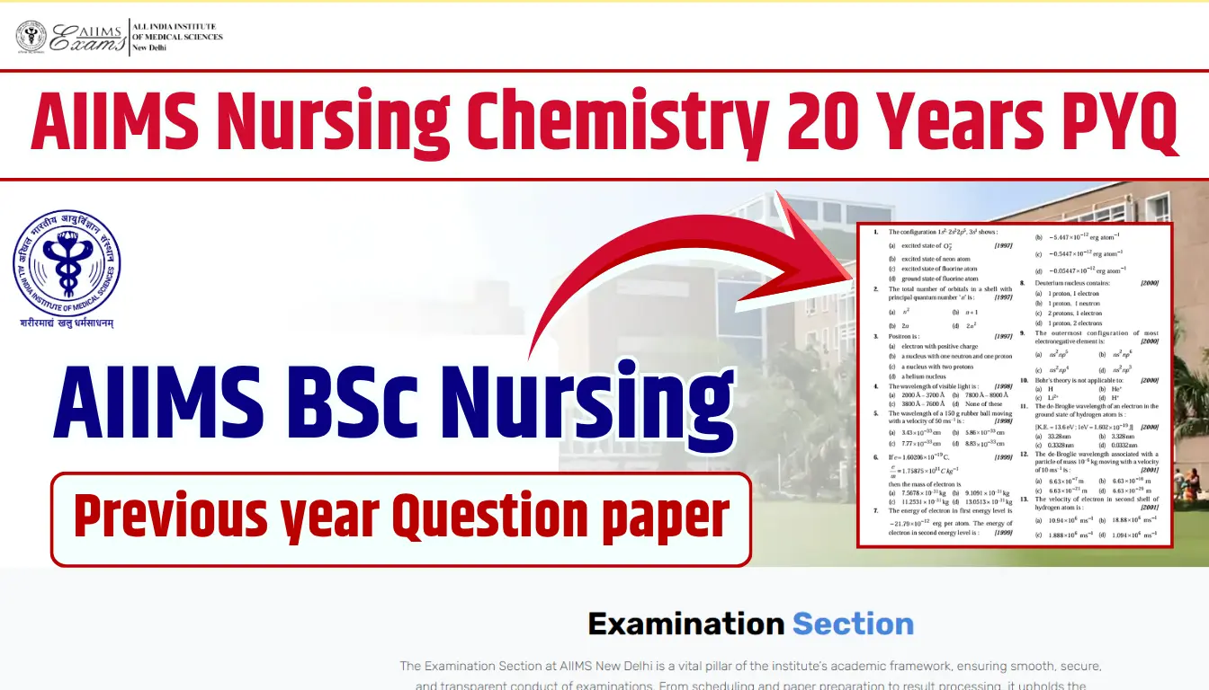 AIIMS BSc Nursing PYQ Chemistry 2026 with 20 Years Chapter Wise Questions and Solutions for the AIIMS Nursing Entrance Exam