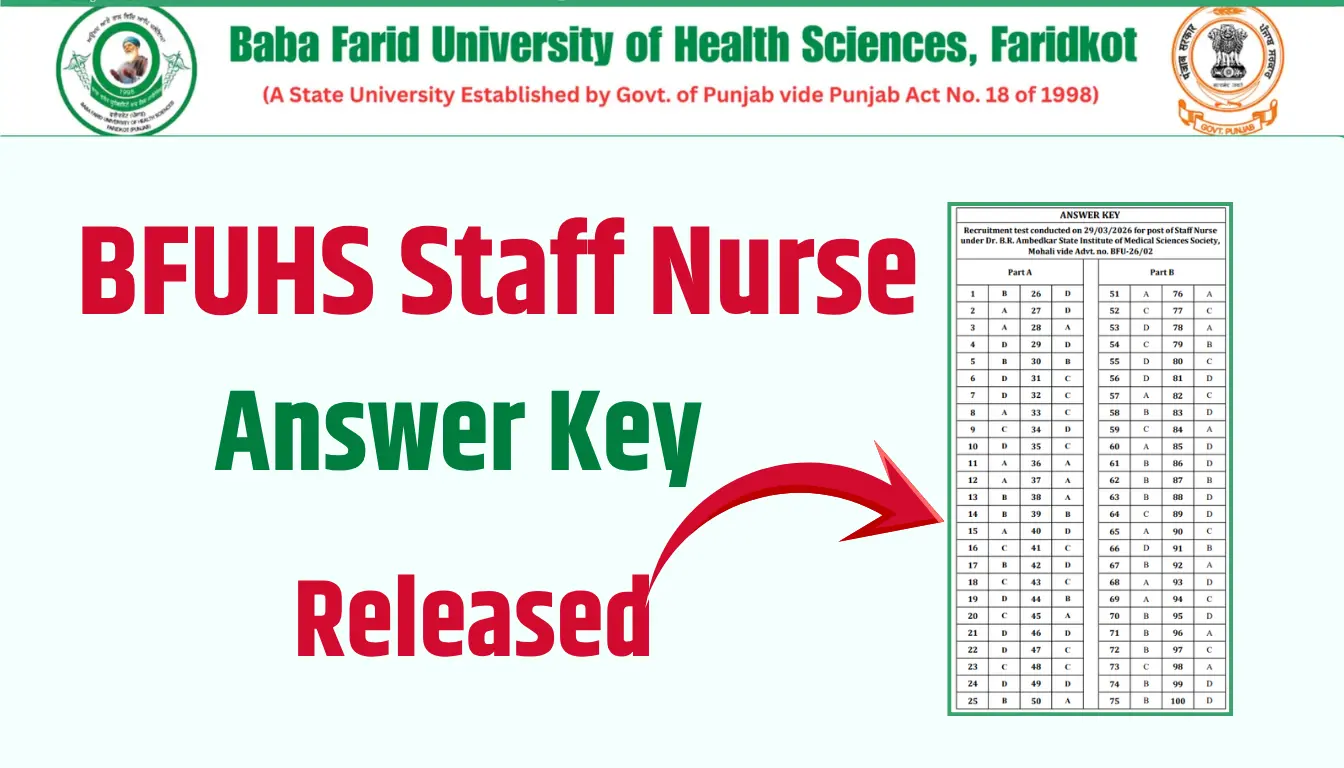 BFUHS Staff Nurse Answer Key 2026 OUT - Raise Objection