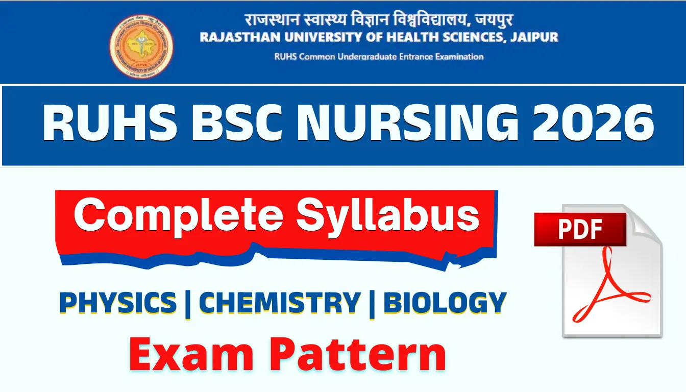 RUHS BSc Nursing Syllabus 2026 Physics Chemistry Biology CUET exam pattern