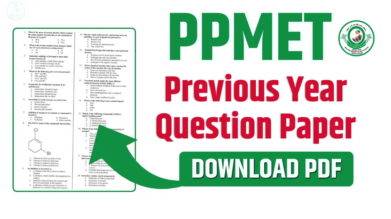 PPMET previous year question paper with answers PDF download for nursing entrance exam