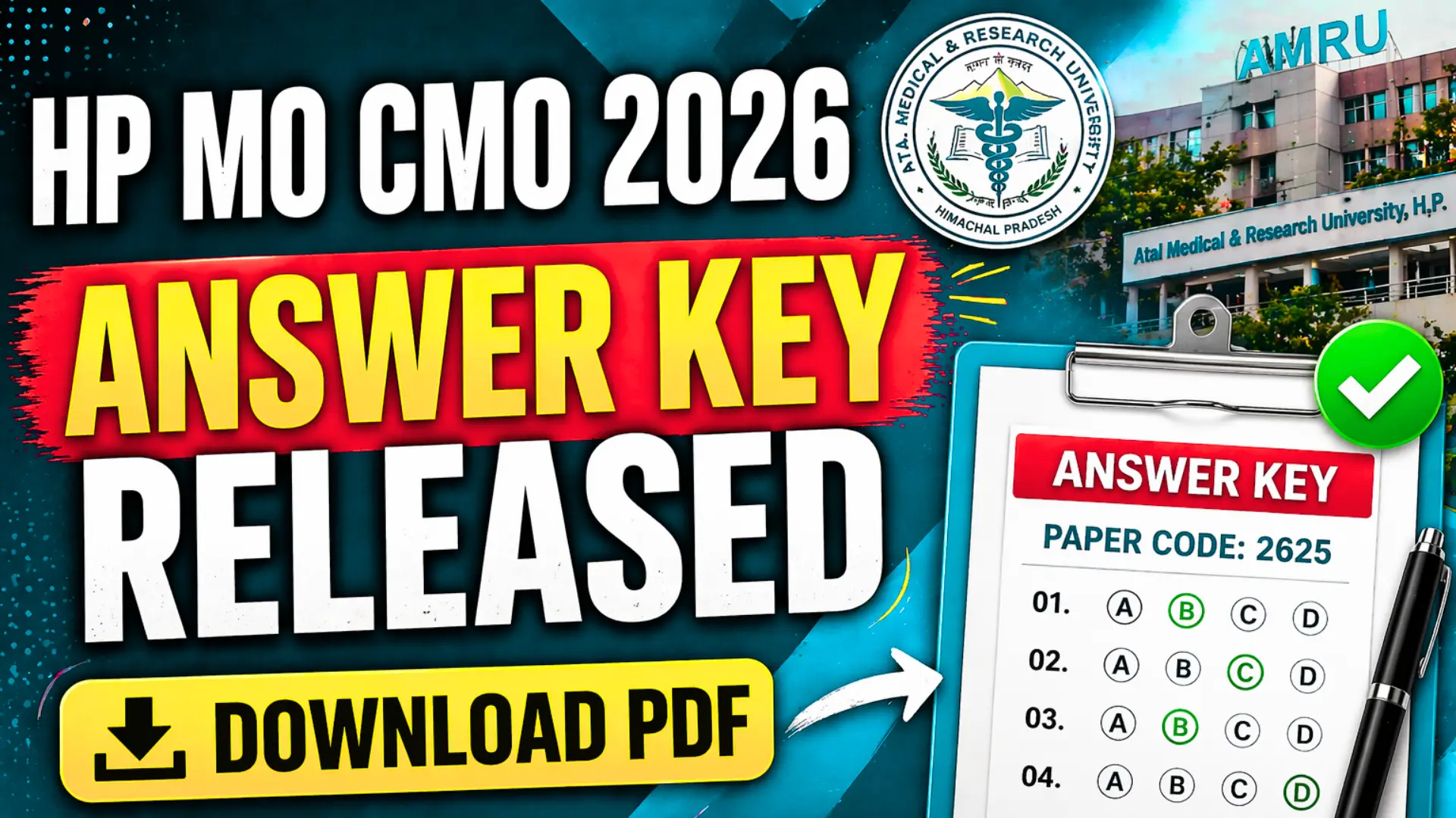 HP MO CMO Answer Key 2026 released by AMRU