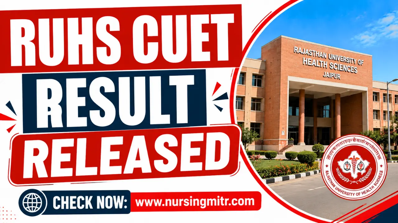 RUHS CUET Result 2026 Released: Check BSc Nursing Scorecard, Merit List and Counselling Updates