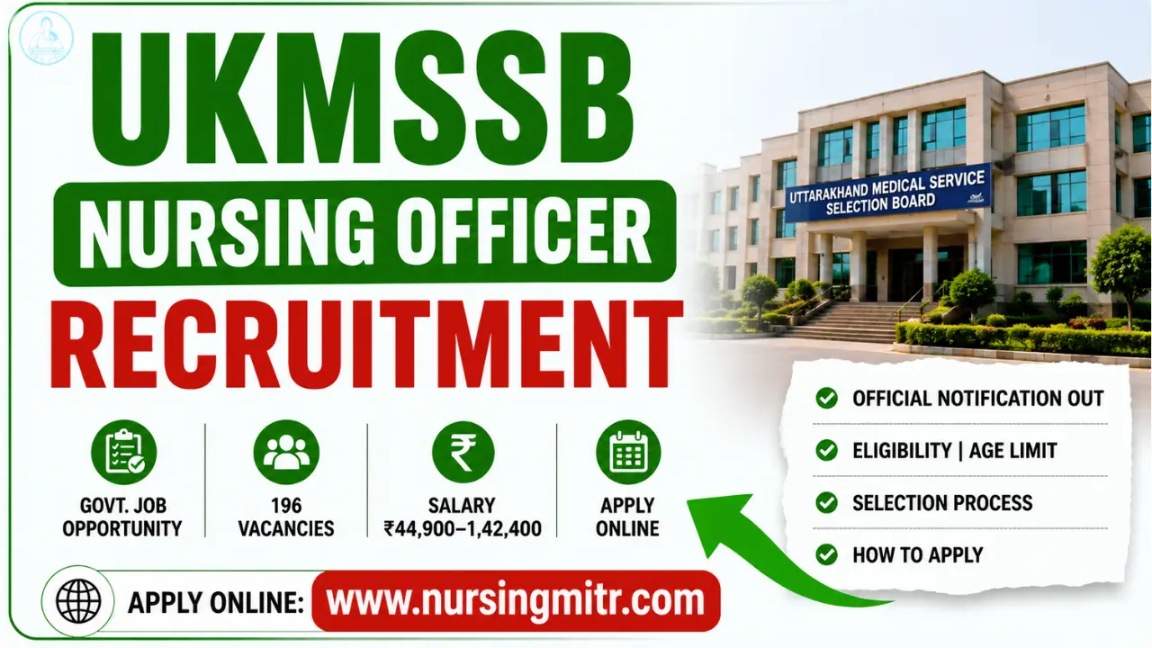 UKMSSB Nursing Officer Recruitment 2026: Uttarakhand Nursing Officer Vacancy, Eligibility, Selection Process and Latest Updates