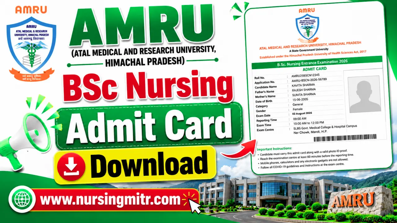 Download AMRU BSc Nursing Admit Card 2026