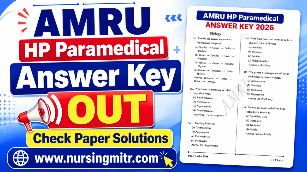 AMRU HP Paramedical Answer Key OUT Check Paper Solutions