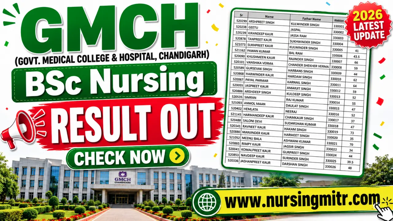 GMCH Chandigarh BSc Nursing Result 2026, GCET Result 2026,