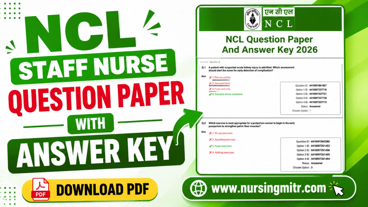 NCL Staff Nurse Trainee Answer Key 2026 Out: Download Question Paper PDF