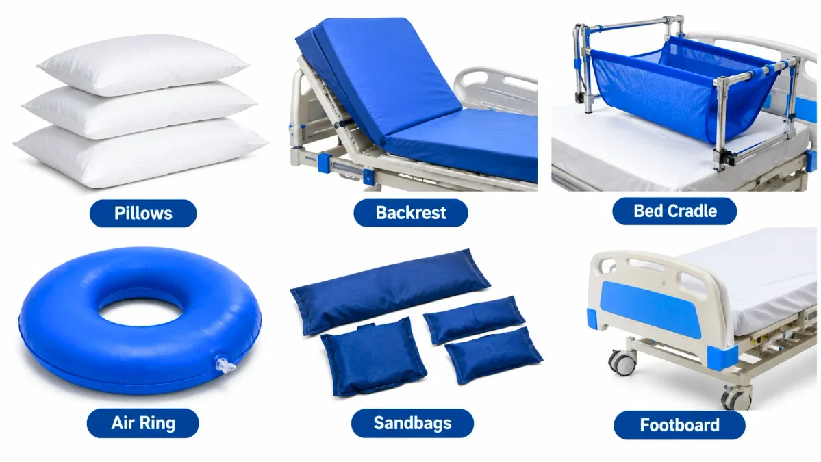 Comfort devices used in hospital – pillows, backrest, bed cradle and air cushion
