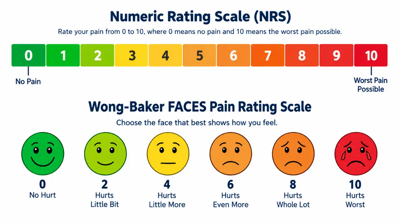Pain assessment scales – numeric rating scale and FACES scale