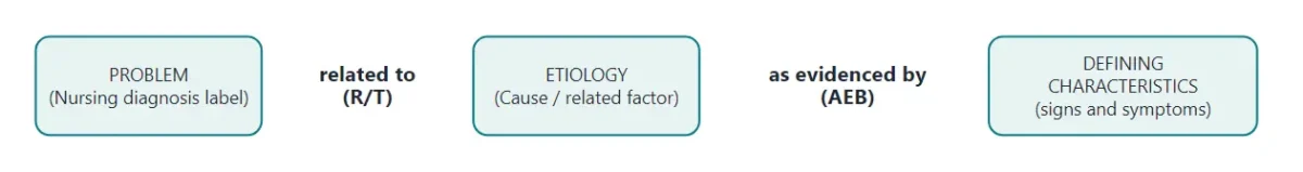 Parts of a three-part (PES) nursing diagnosis statement