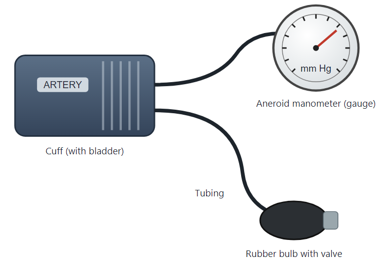 parts of an aneroid sphygmomanometer